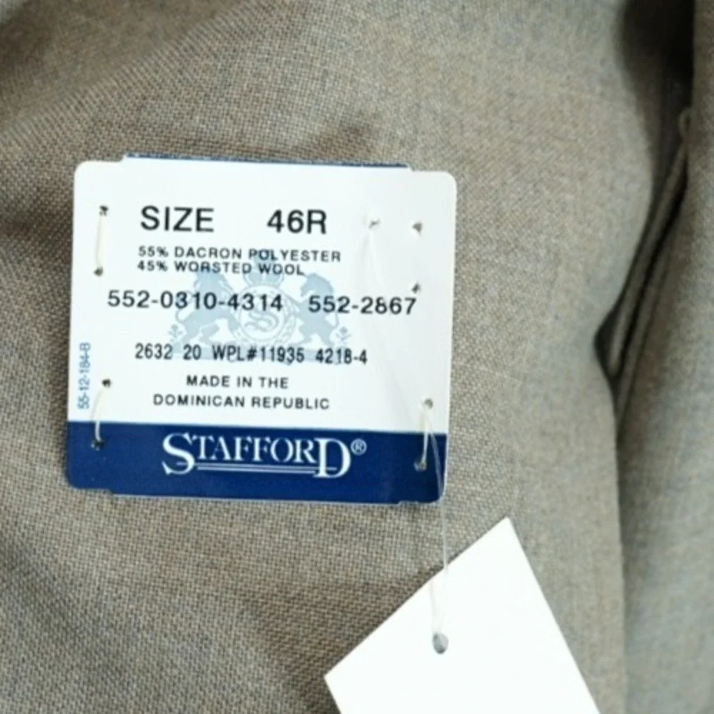 NWT‎ STAFFORD 46 Reg Classic Fit Jacket Sport Coat Blazer Two Button Tan
